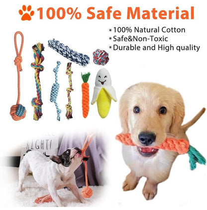 18Pcs Pet Toy Set – Rope, Chew, and Teething Toys for Dogs and Cats